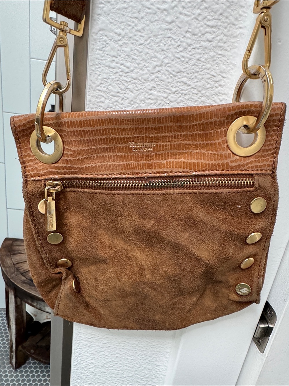 Hammitt Brown Suede Crossbody Bag with Gold Hardware - Picture 2 of 9